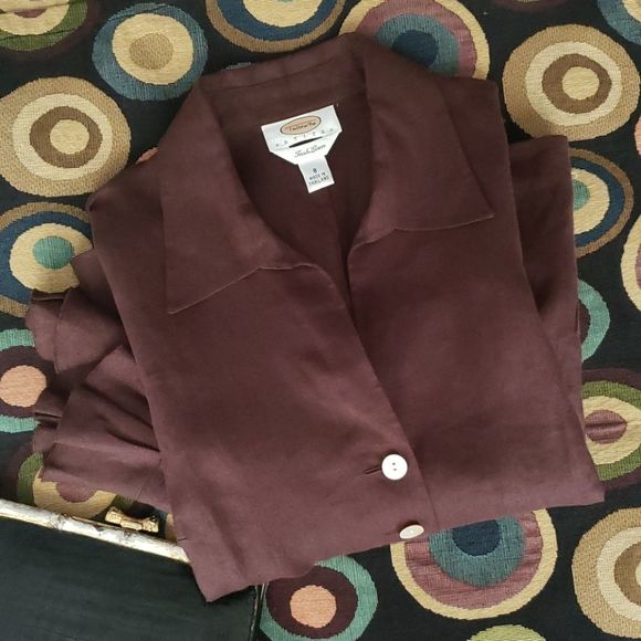 TALBOTS petite linen jacket or blouse. - Picture 1 of 8